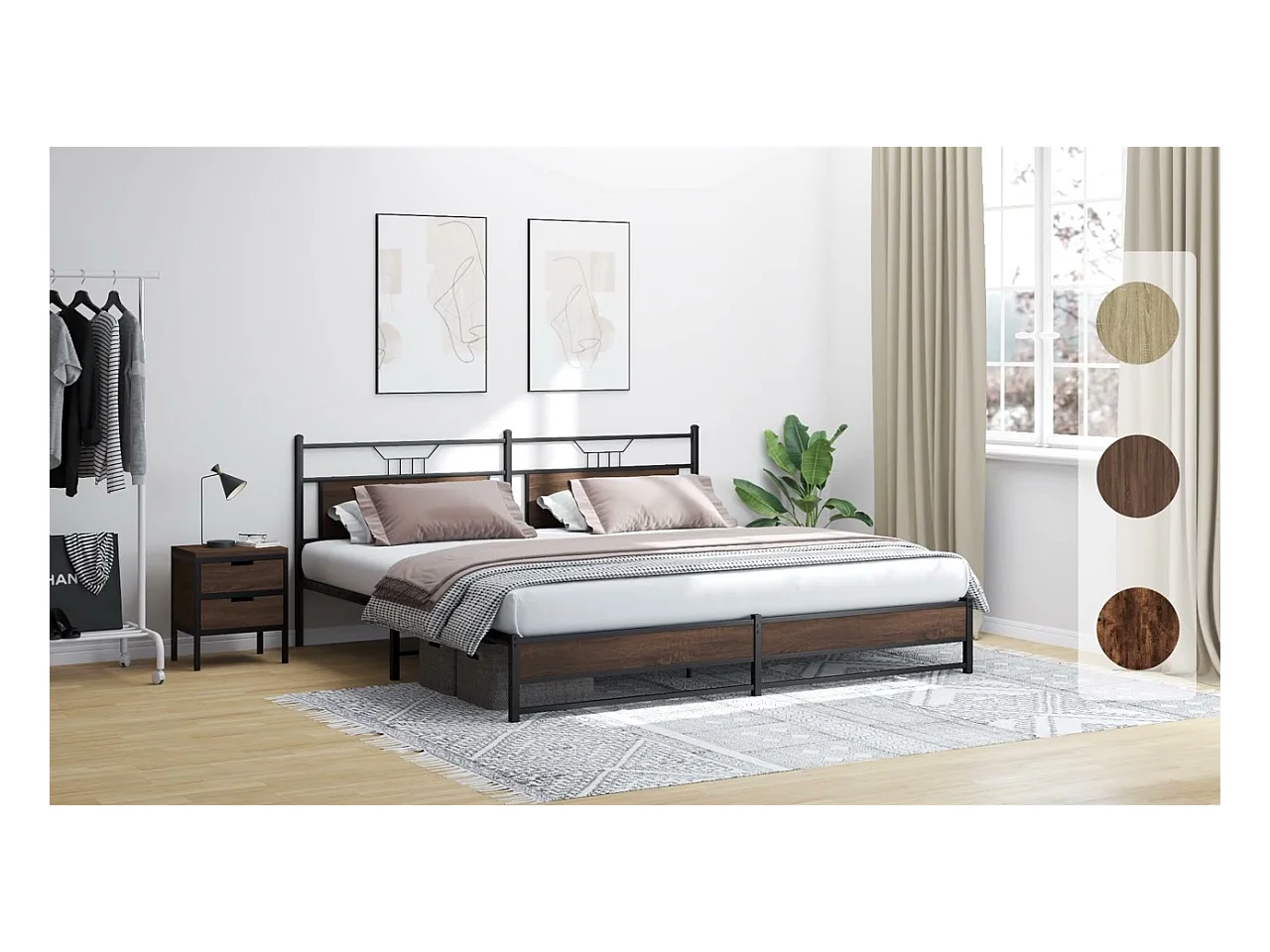 Bettgestell ohne Matratze Braun Eiche 160x200 cm Holzwerkstoff
