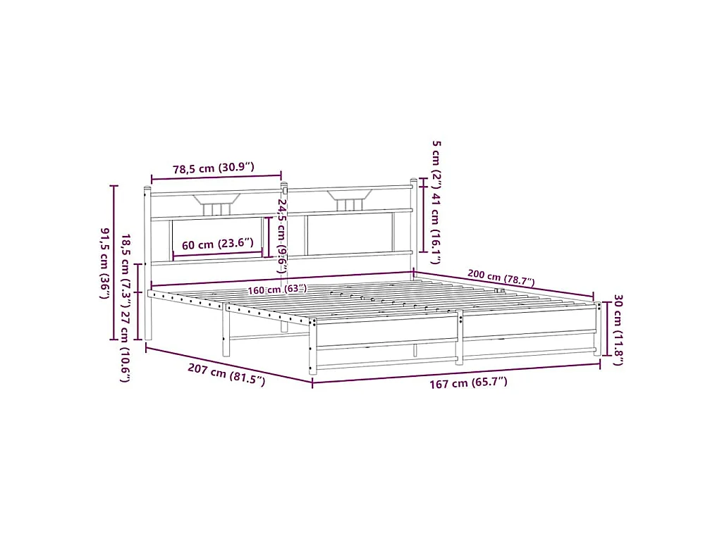 Cadre de lit sans matelas chêne marron 160x200 cm