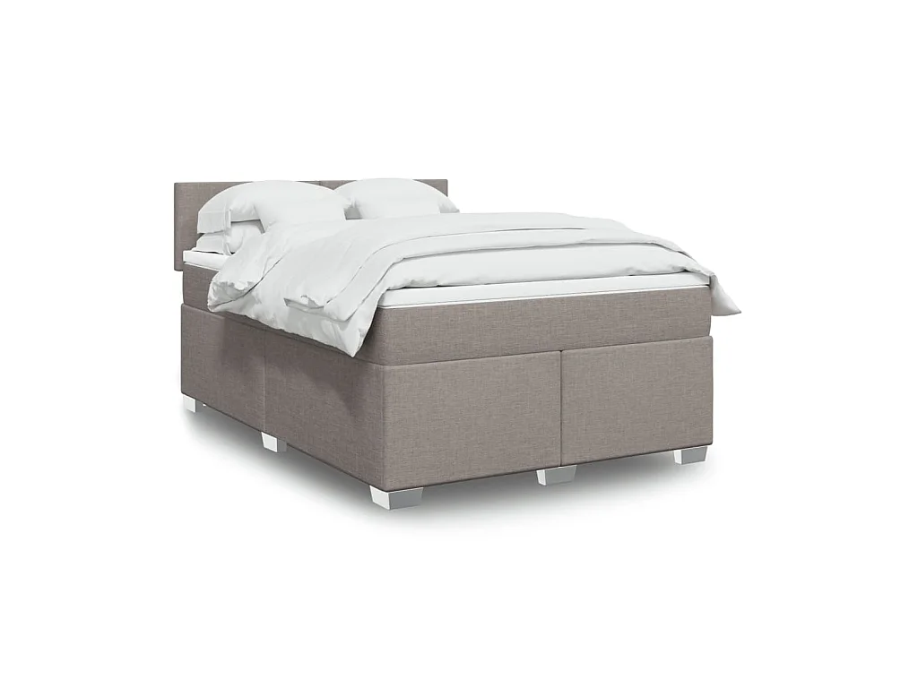 Sommier à lattes de lit avec matelas Taupe 140x200 cm Tissu