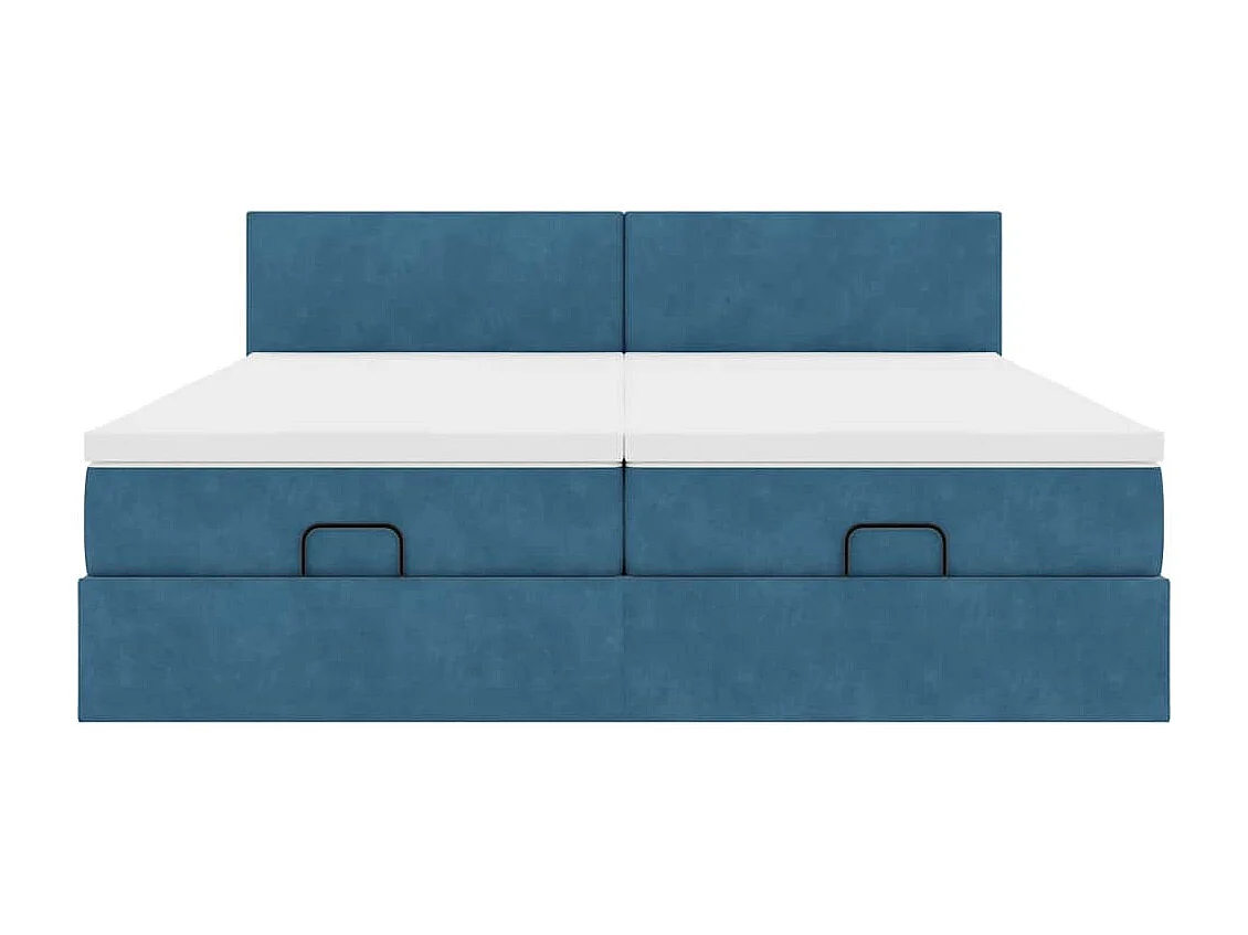 Ottoman-Bett mit Matratzen Dunkelblau 160x200 cm Samt