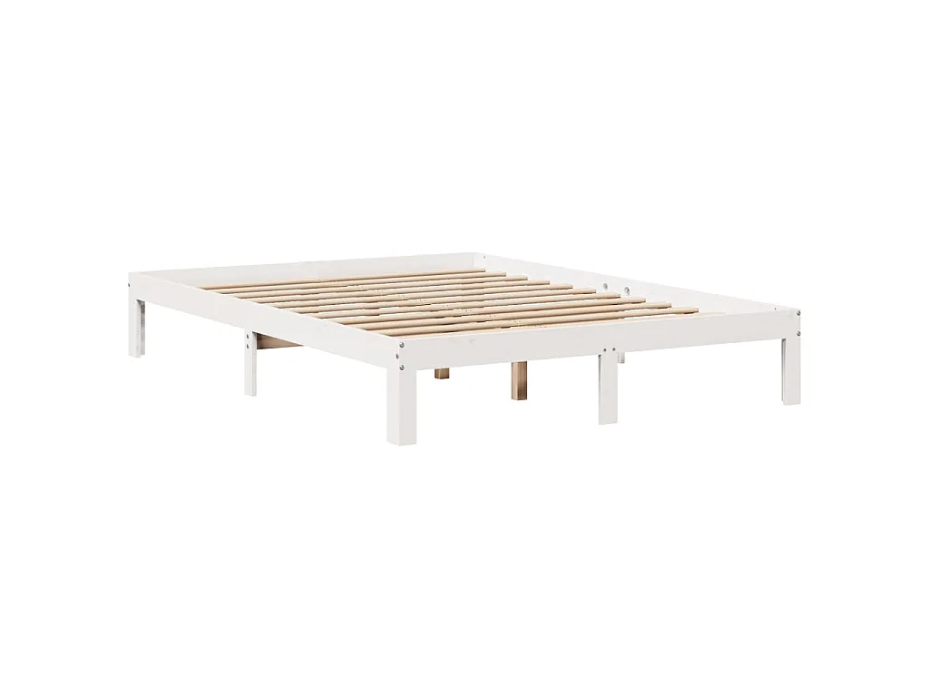 Bettgestell mit Kopfteil ohne Matratze Weiß 140x190 cm