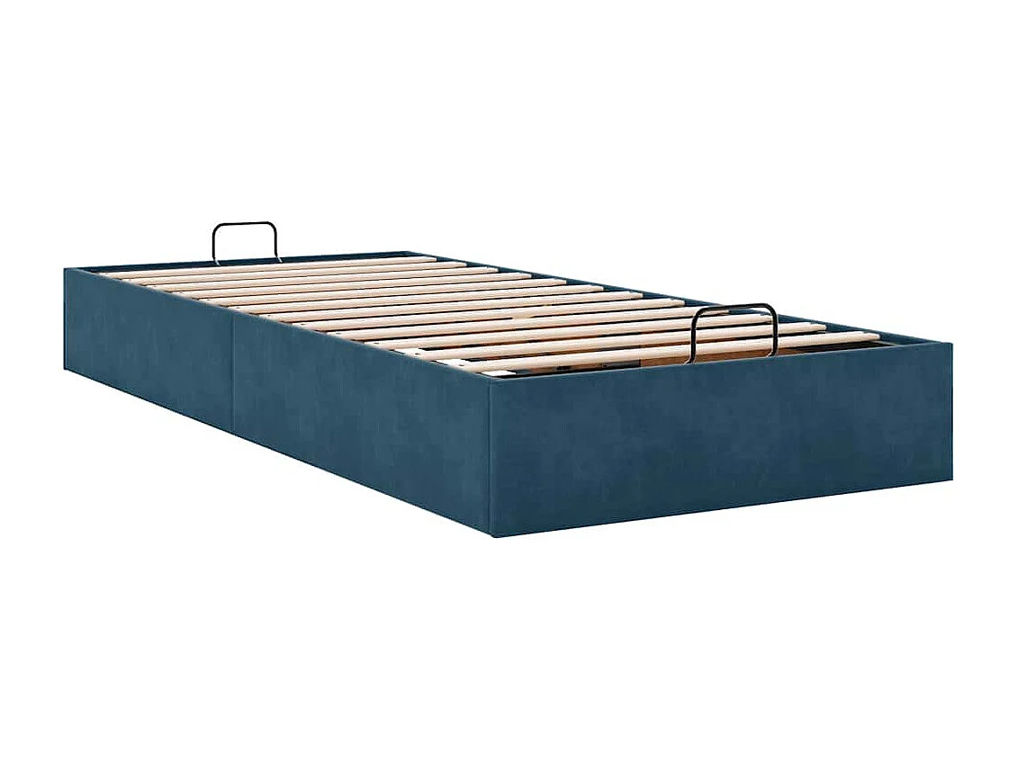 Cadre de lit ottoman sans matelas bleu foncé 100x200 cm velours