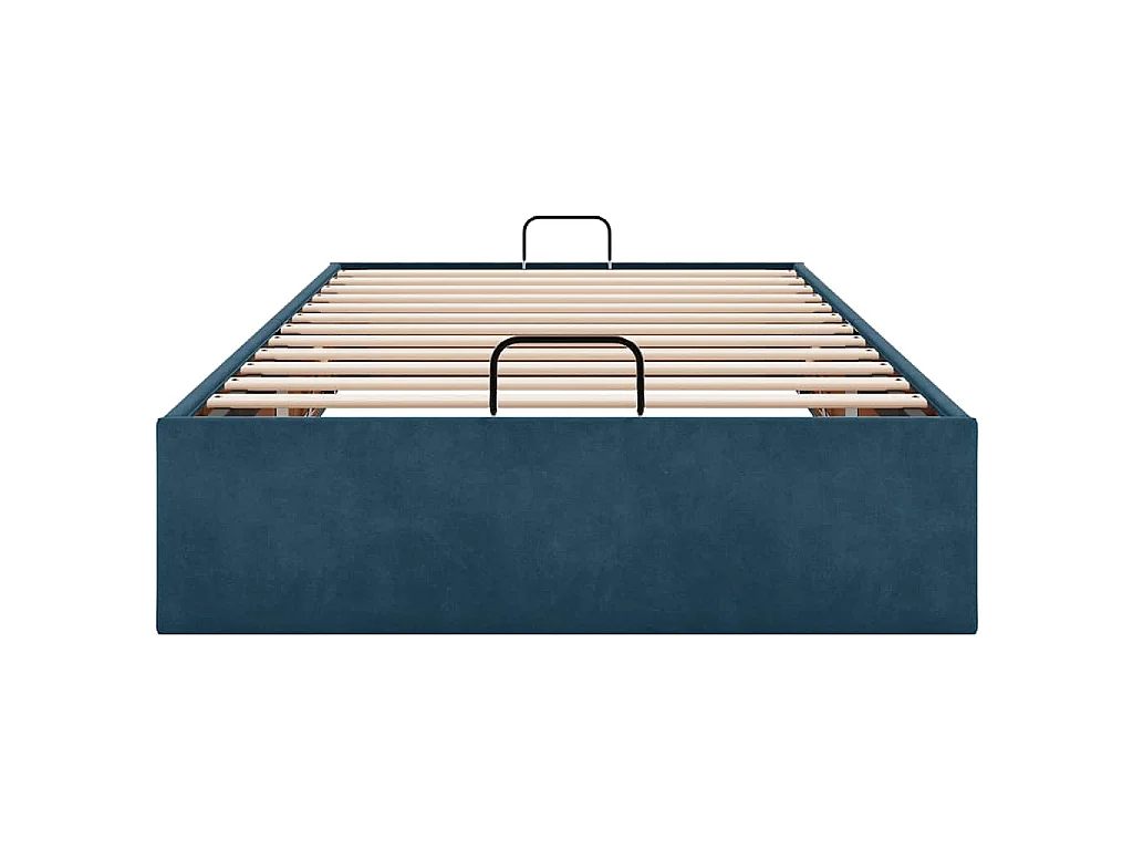 Estructura de cama otomana sin colchón terciopelo azul oscuro