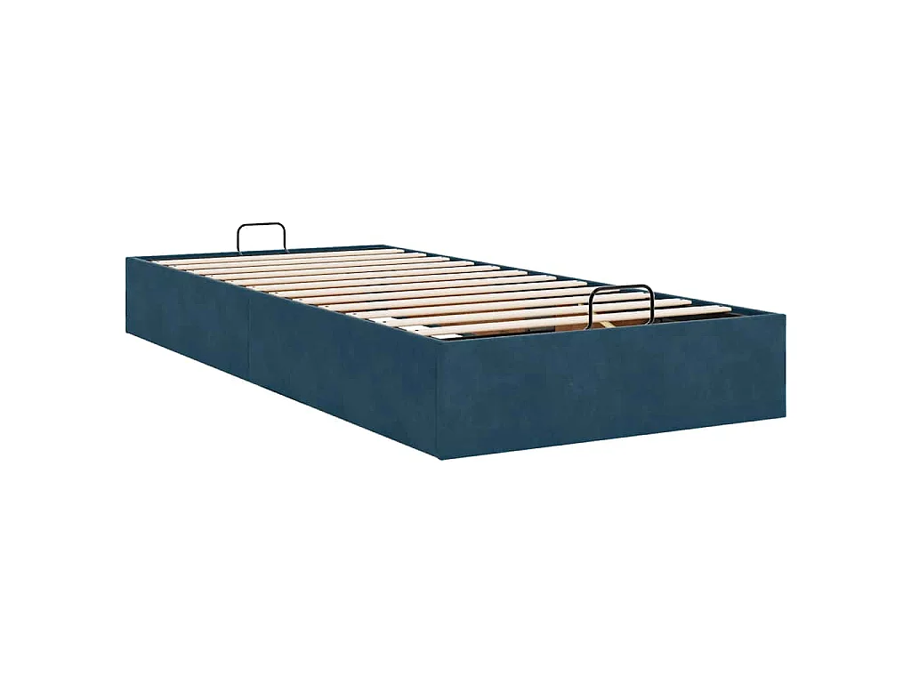 Estructura de cama otomana sin colchón terciopelo azul oscuro
