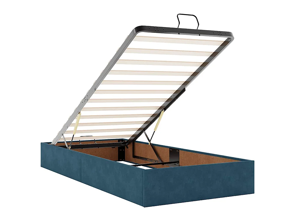 Estructura de cama otomana sin colchón terciopelo azul oscuro