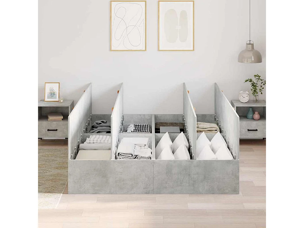 Cadre de lit Gris béton 140 x 200 cm Bois d'ingénierie