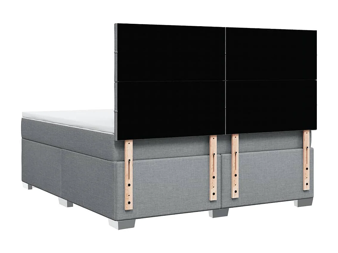 Cama box spring con colchón tela gris claro 180x200 cm