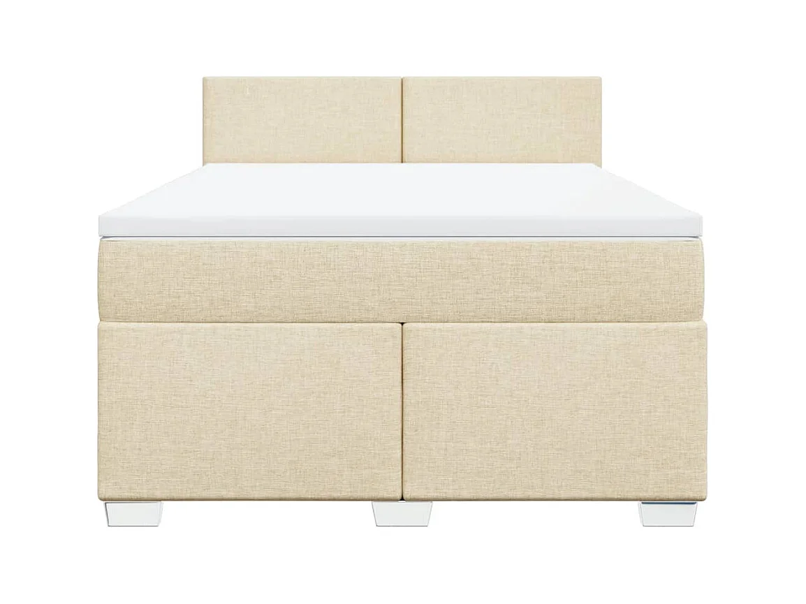 Sommier à lattes de lit avec matelas Crème 140x200 cm Tissu