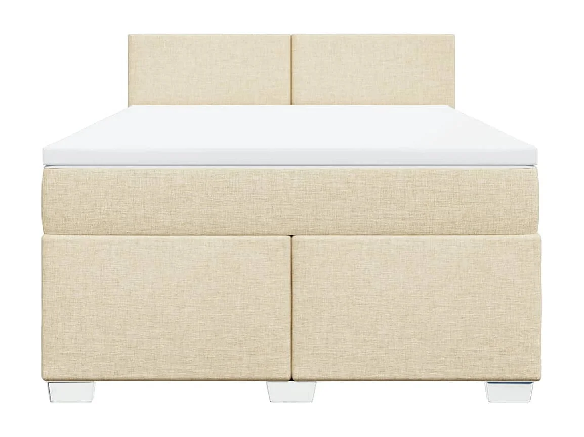 Cama box spring con colchón tela color crema 140x200 cm