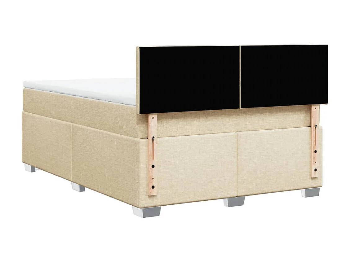 Cama box spring con colchón tela color crema 140x200 cm