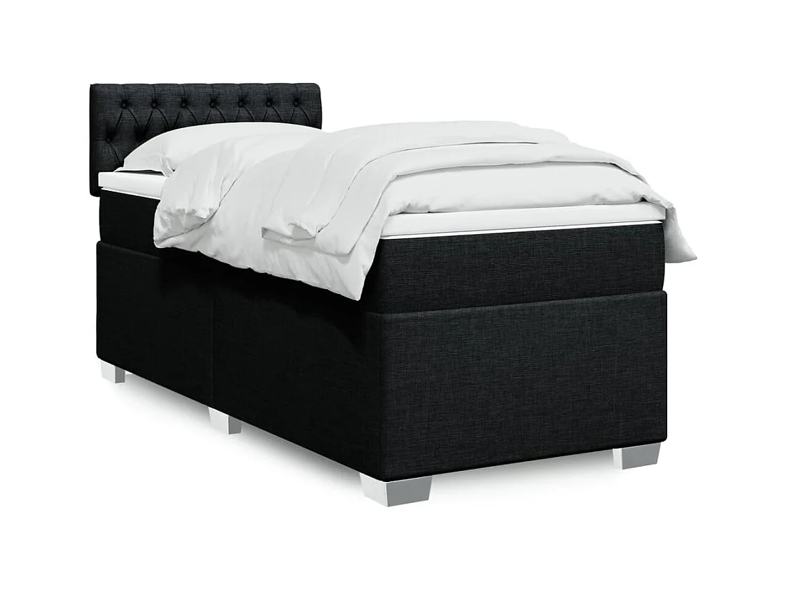 Sommier à lattes de lit avec matelas Noir 90x200 cm Tissu
