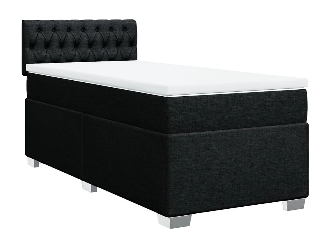 Sommier à lattes de lit avec matelas Noir 90x200 cm Tissu