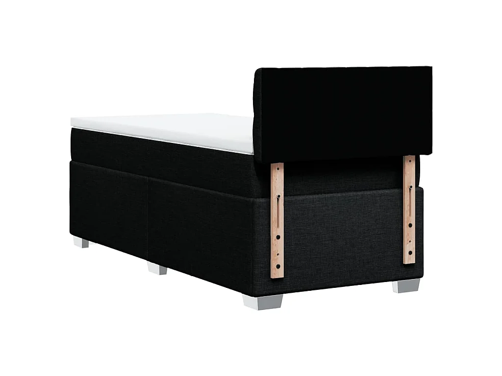 Cama box spring con colchón tela negro 90x200 cm