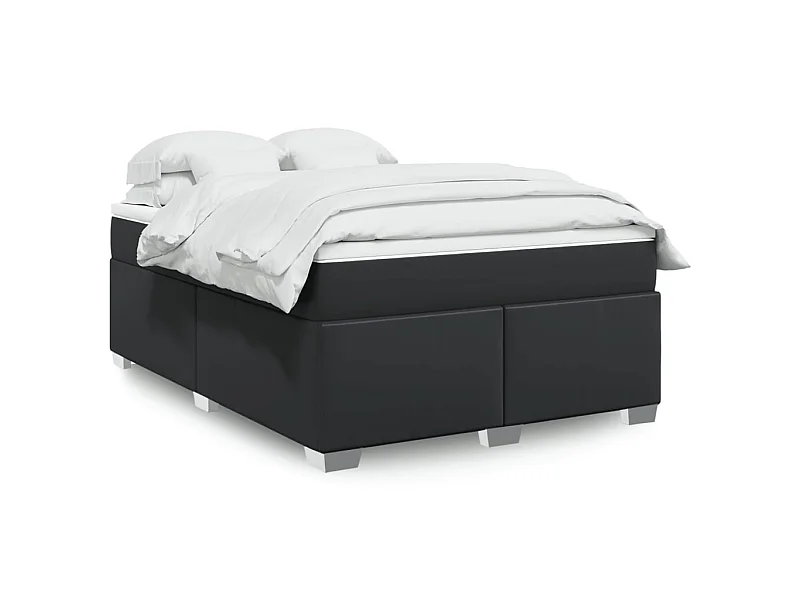 Boxspringbett mit Matratze Schwarz 140x200 cm Kunstleder