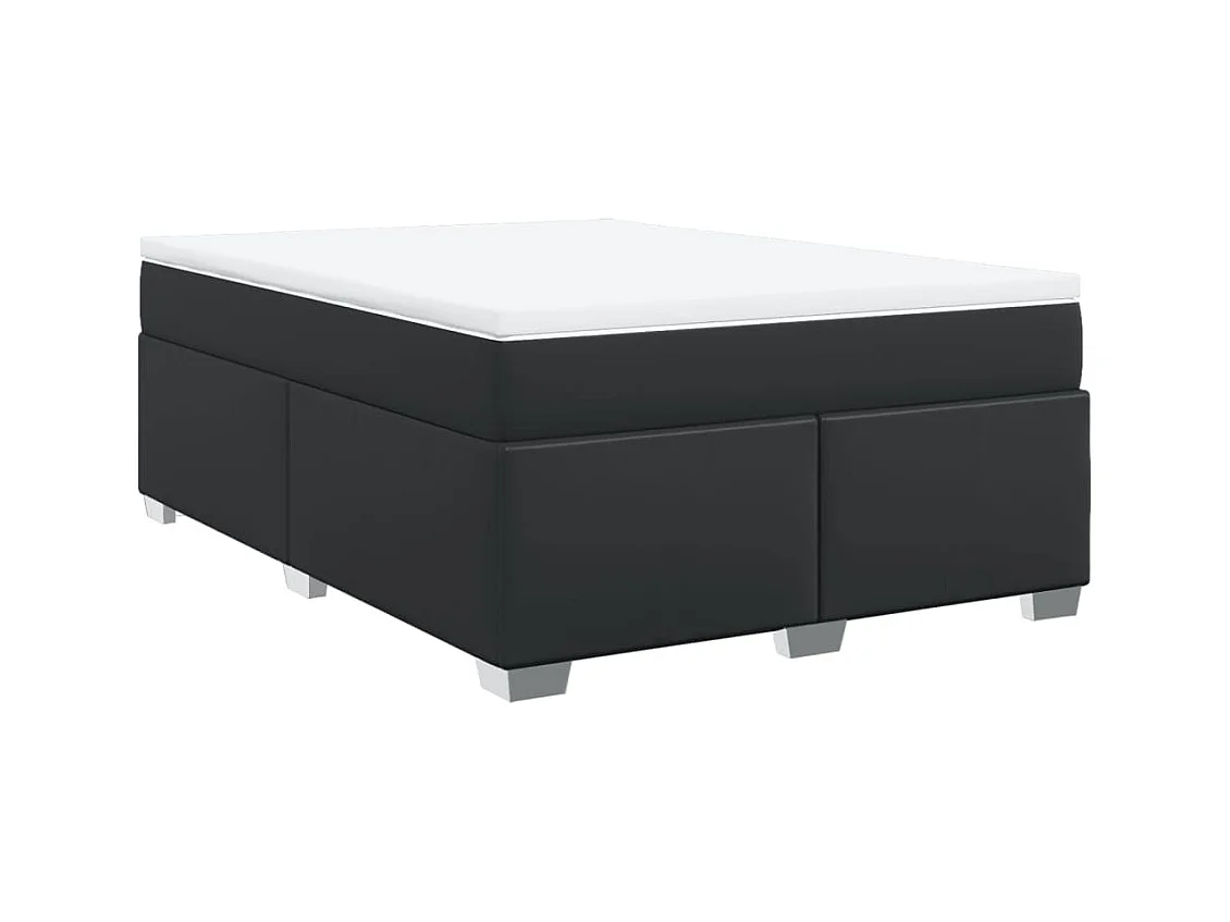 Sommier à lattes de lit avec matelas Noir 140x200 cm Similicuir