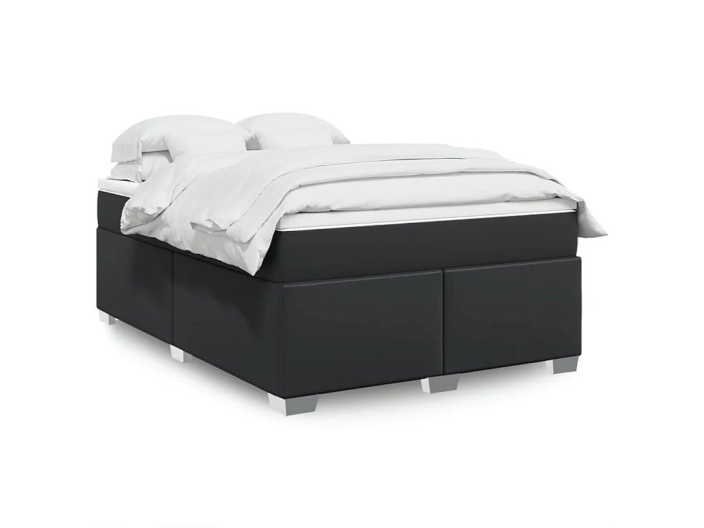 Sommier à lattes de lit avec matelas Noir 140x200 cm Similicuir