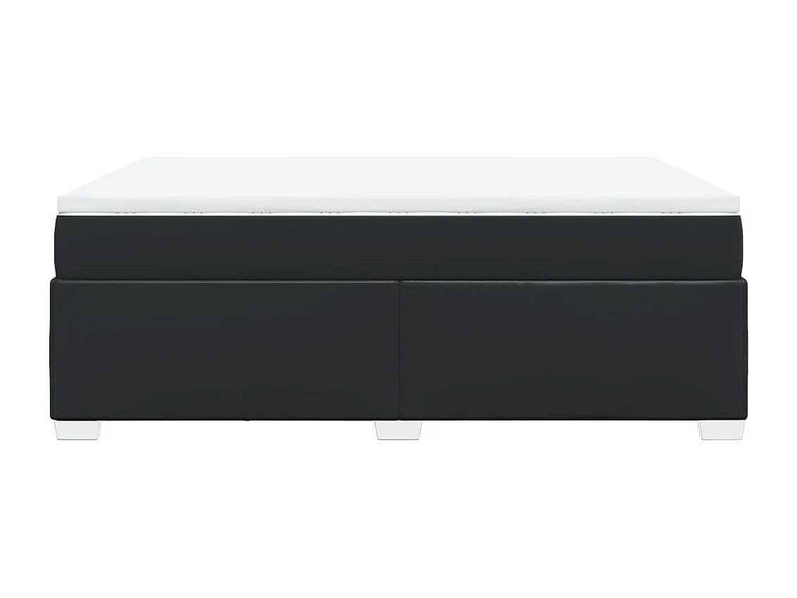 Sommier à lattes de lit avec matelas Noir 140x200 cm Similicuir