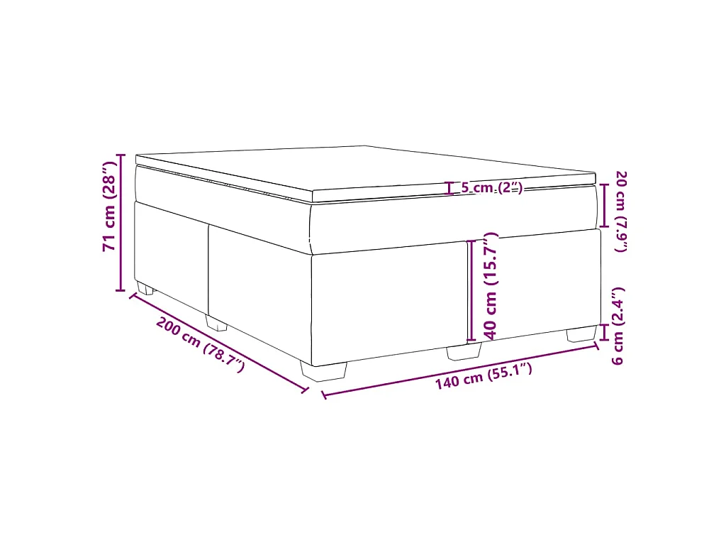 Boxspringbett mit Matratze Schwarz 140x200 cm Kunstleder