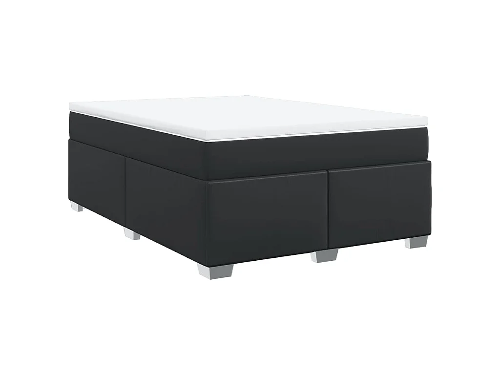 Boxspringbett mit Matratze Schwarz 140x200 cm Kunstleder