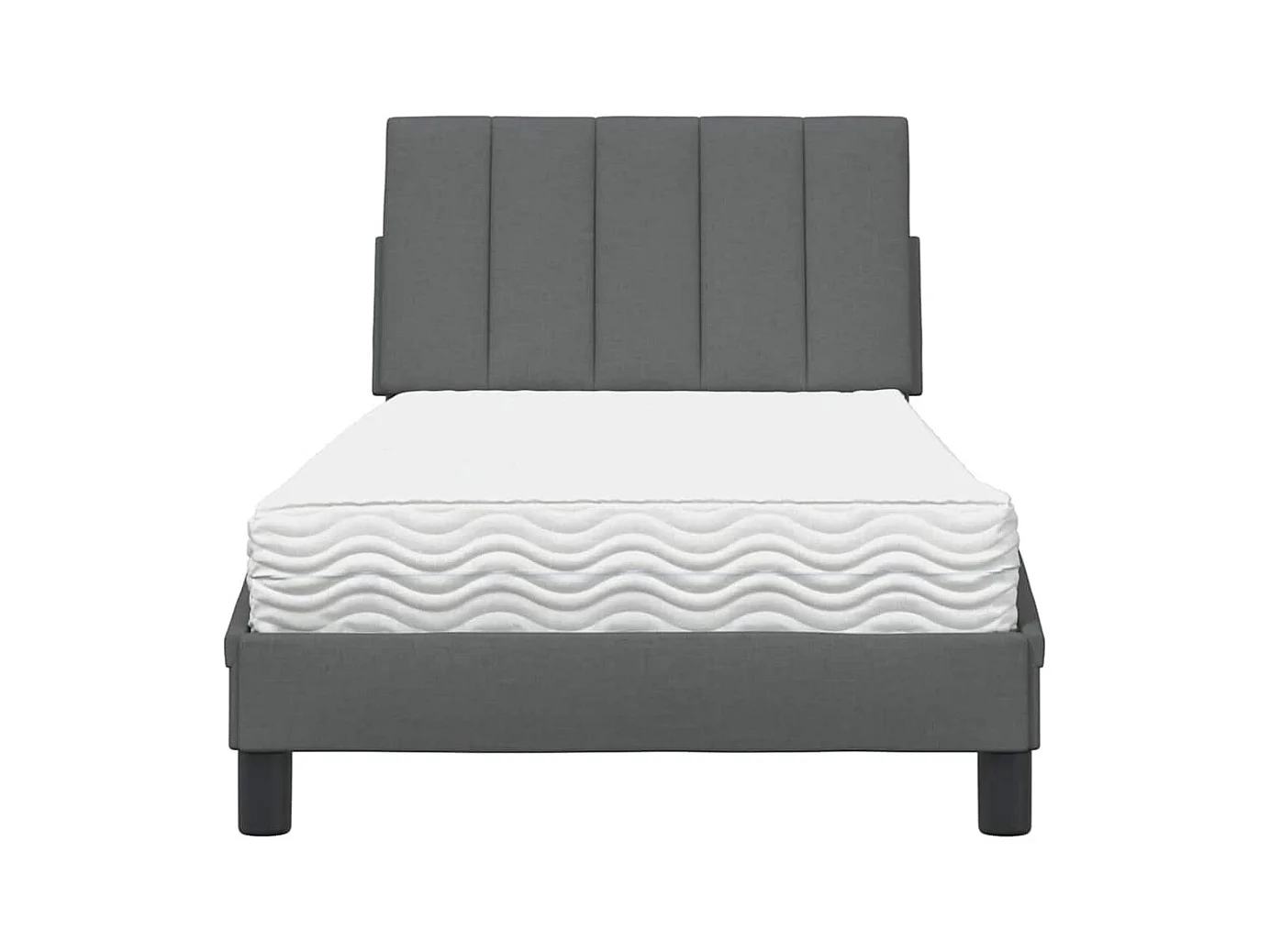 Bett mit Matratze "Hanko" Dunkelgrau 90x190 cm Stoff