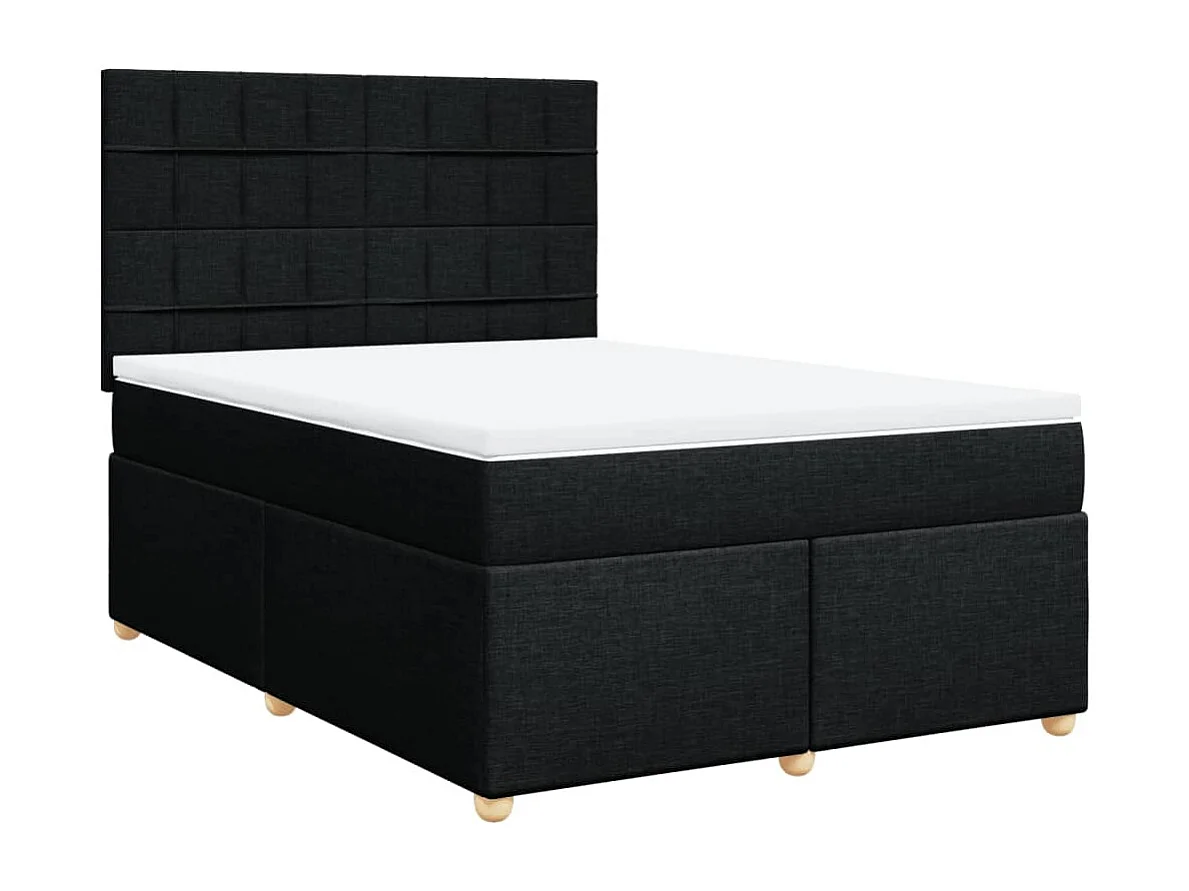 Boxspringbett mit Matratze Schwarz 140x200 cm Stoff