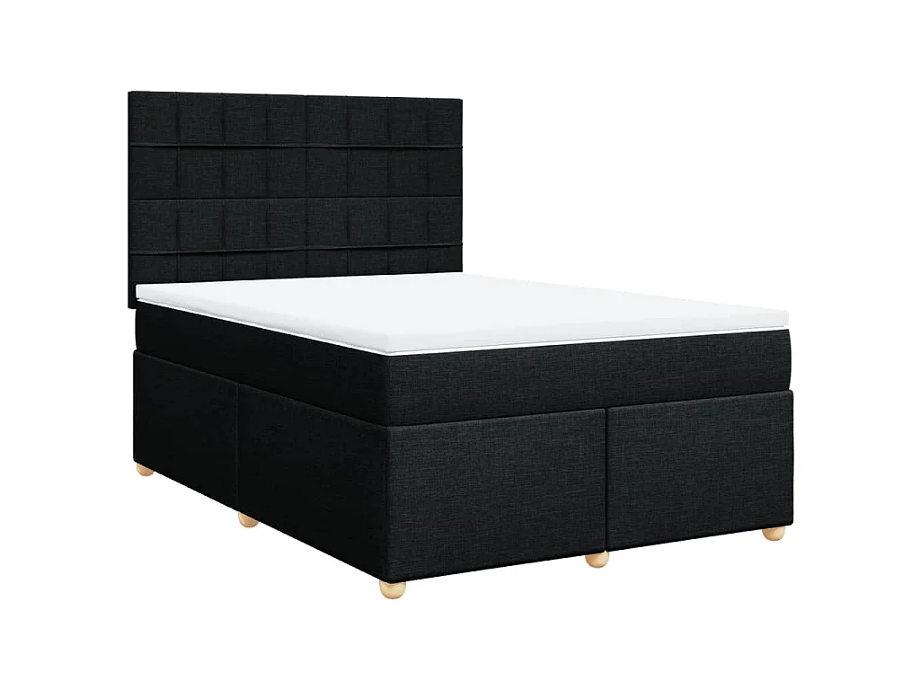 Cama box spring con colchón tela negro 140x200 cm