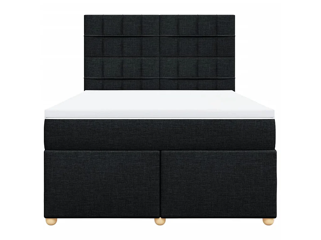 Cama box spring con colchón tela negro 140x200 cm