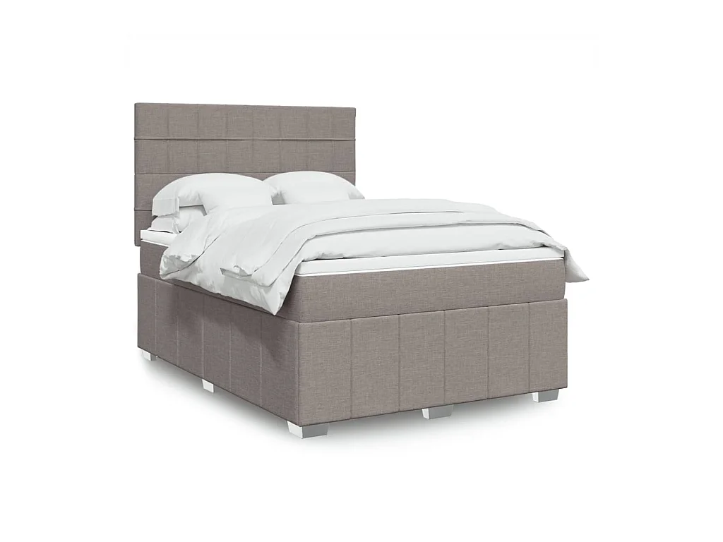 Sommier à lattes de lit avec matelas Taupe 160x200 cm Tissu
