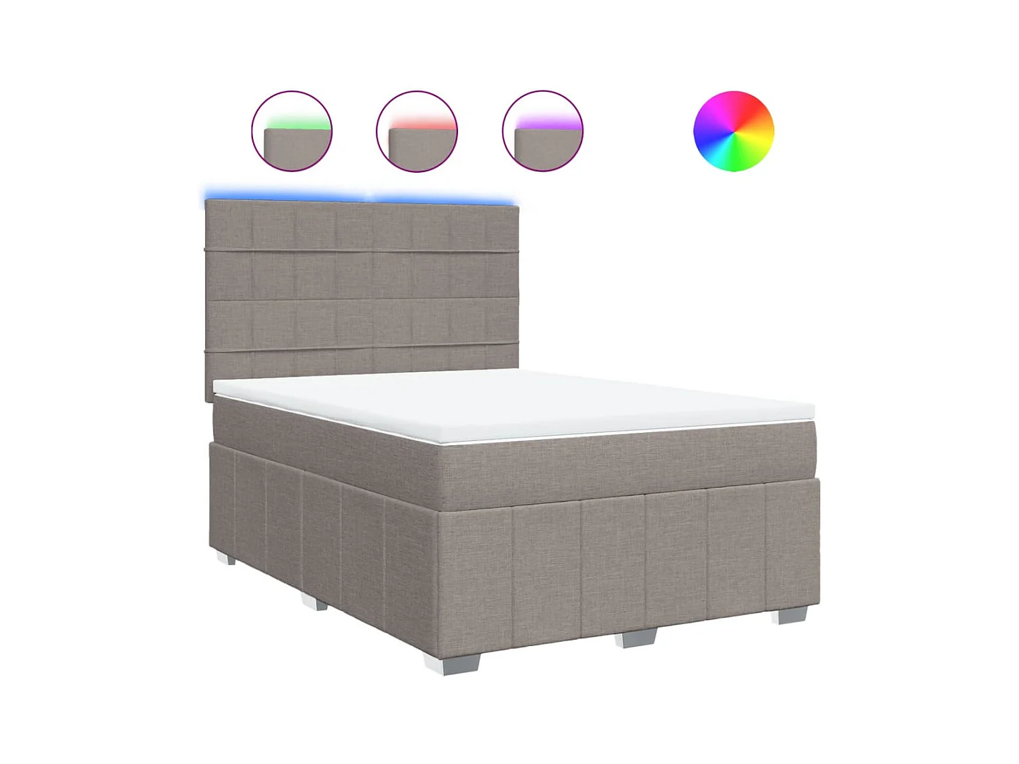 Sommier à lattes de lit avec matelas Taupe 160x200 cm Tissu