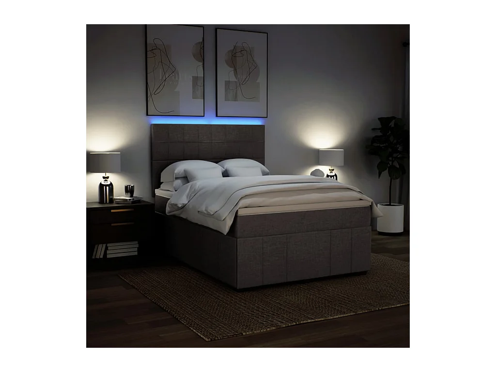 Sommier à lattes de lit avec matelas Taupe 160x200 cm Tissu