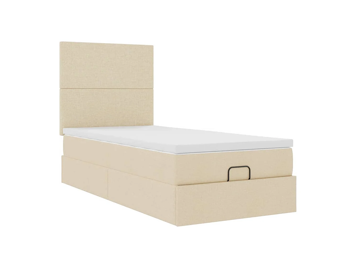 Pouf Letto con Materasso Crema 90x200 cm in Tessuto