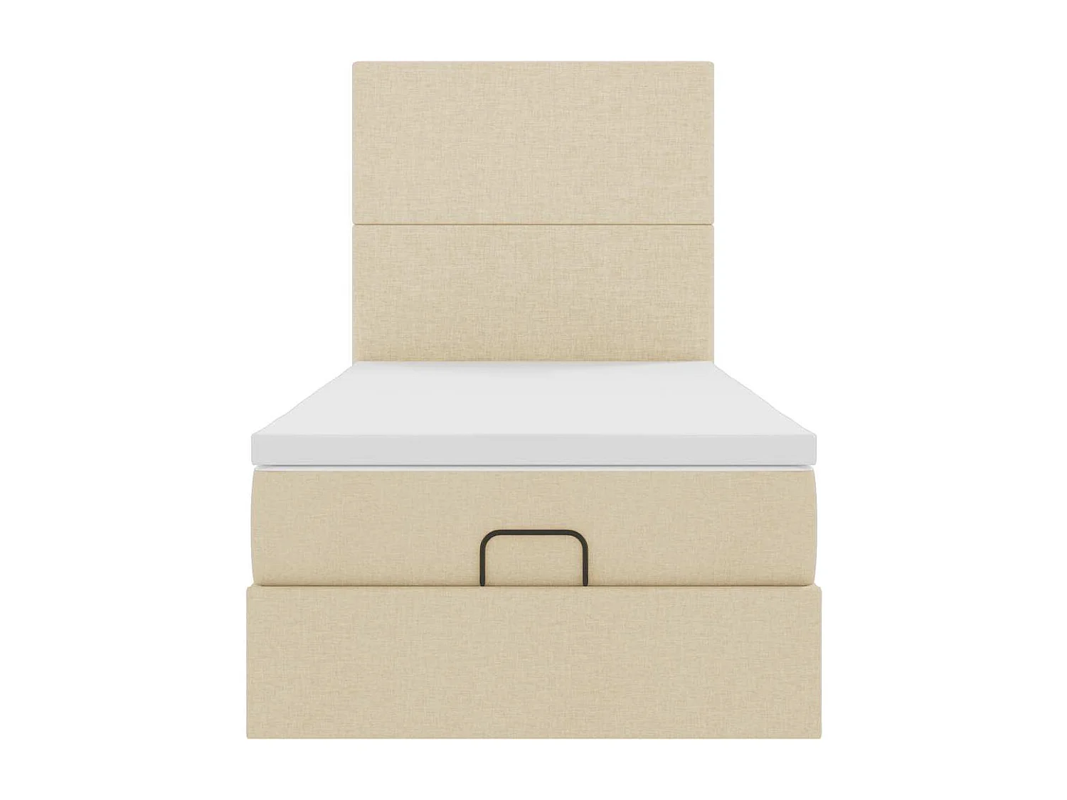 Pouf Letto con Materasso Crema 90x200 cm in Tessuto