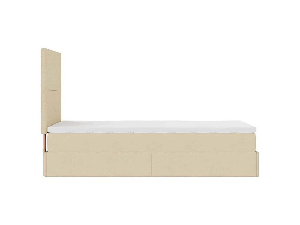 Cama otomana con colchón crema 90x200 cm tela