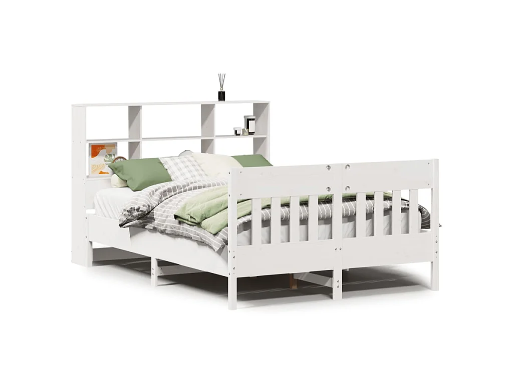 Cadre de lit sans matelas blanc 160x200 cm bois de pin massif