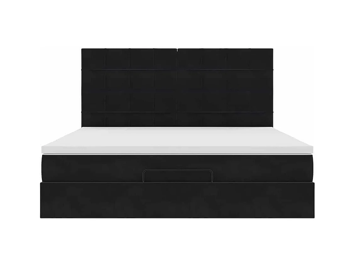 Estructura de cama otomana colchones terciopelo negra 160x200cm
