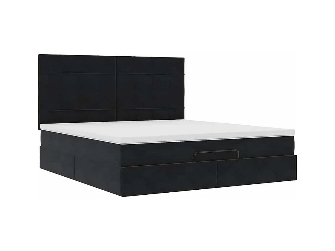 Ottoman-Bett mit Matratzen & LEDs Schwarz 160x200 cm Samt