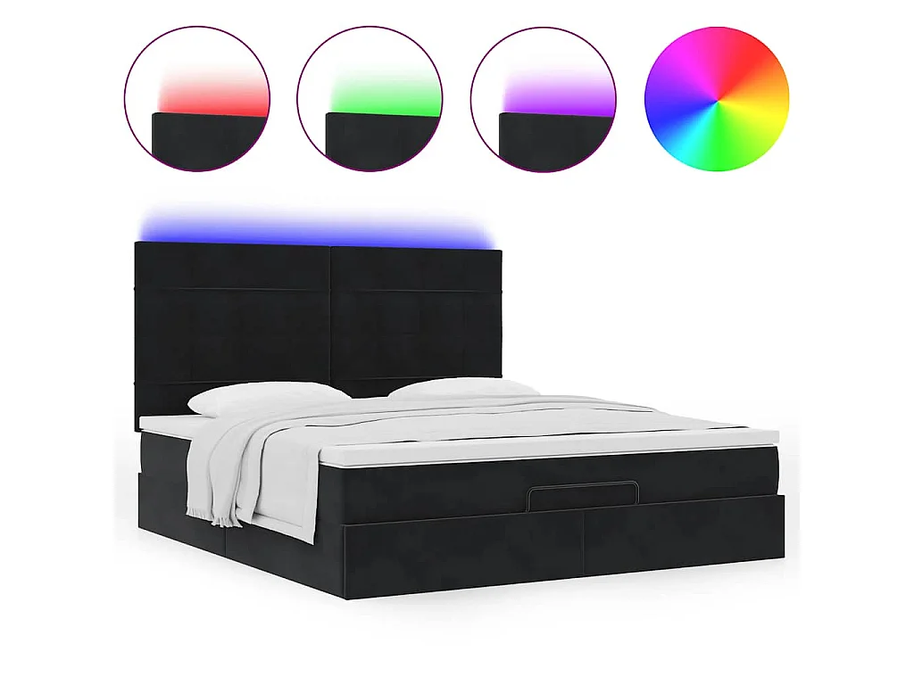 Ottoman bed met matrassen en LED's 160x200cm fluweel zwart