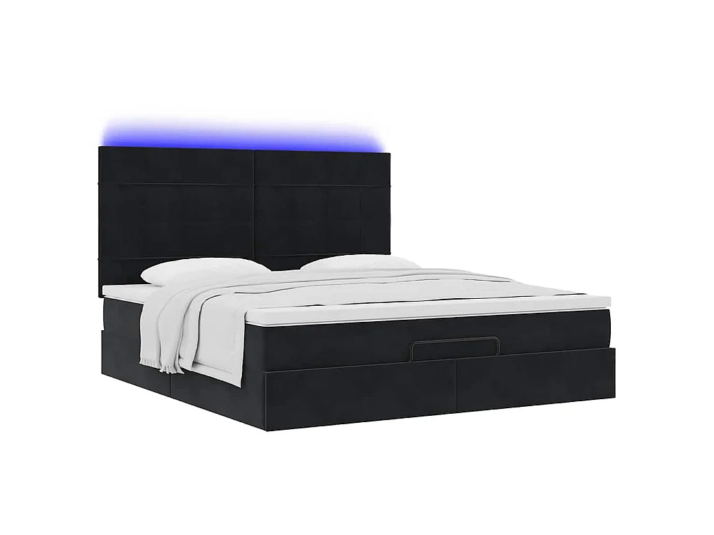Ottoman bed met matrassen en LED's 160x200cm fluweel zwart