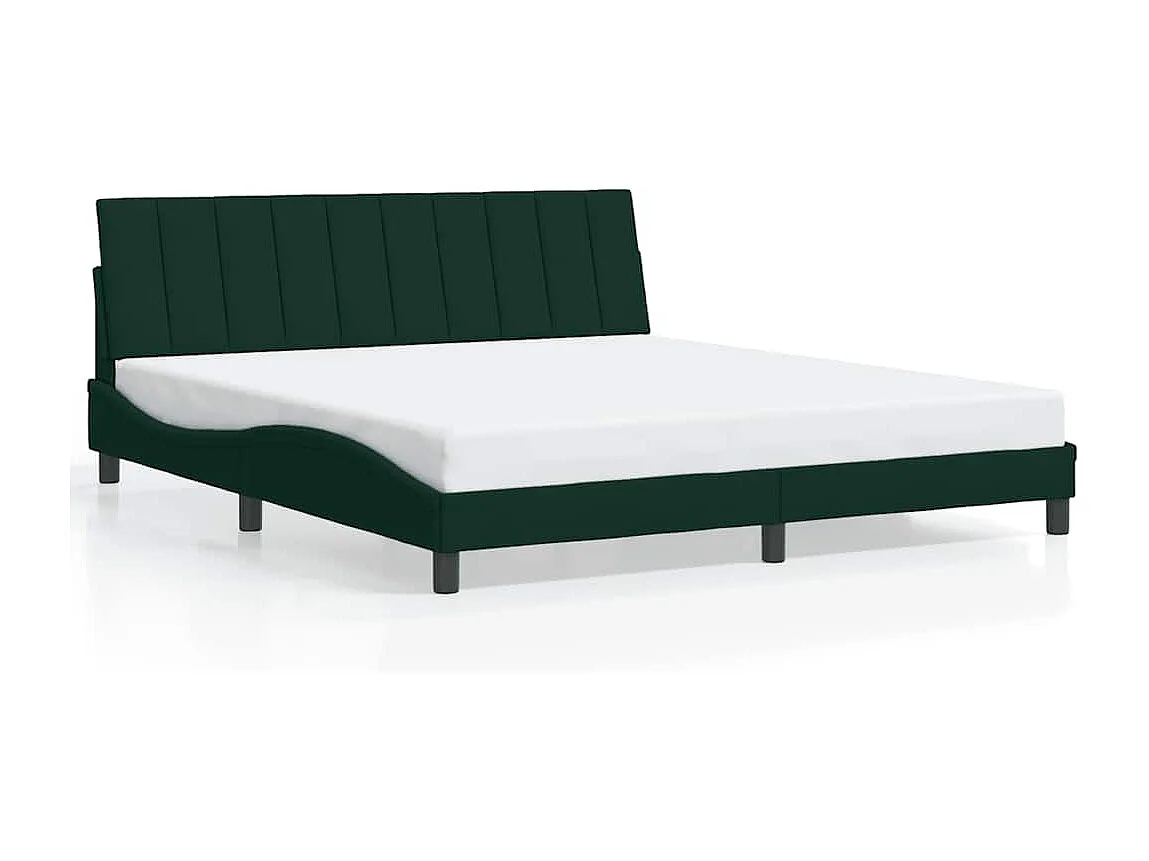 Cadre de lit sans matelas Hanko vert foncé 180x200 cm velours