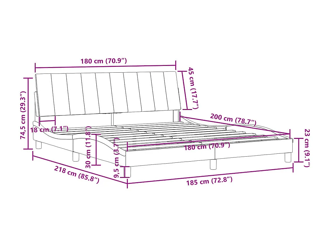 Cadre de lit sans matelas Hanko vert foncé 180x200 cm velours