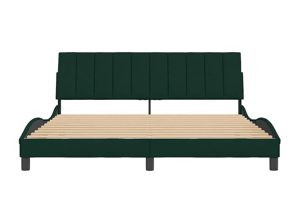 Cadre de lit sans matelas Hanko vert foncé 180x200 cm velours