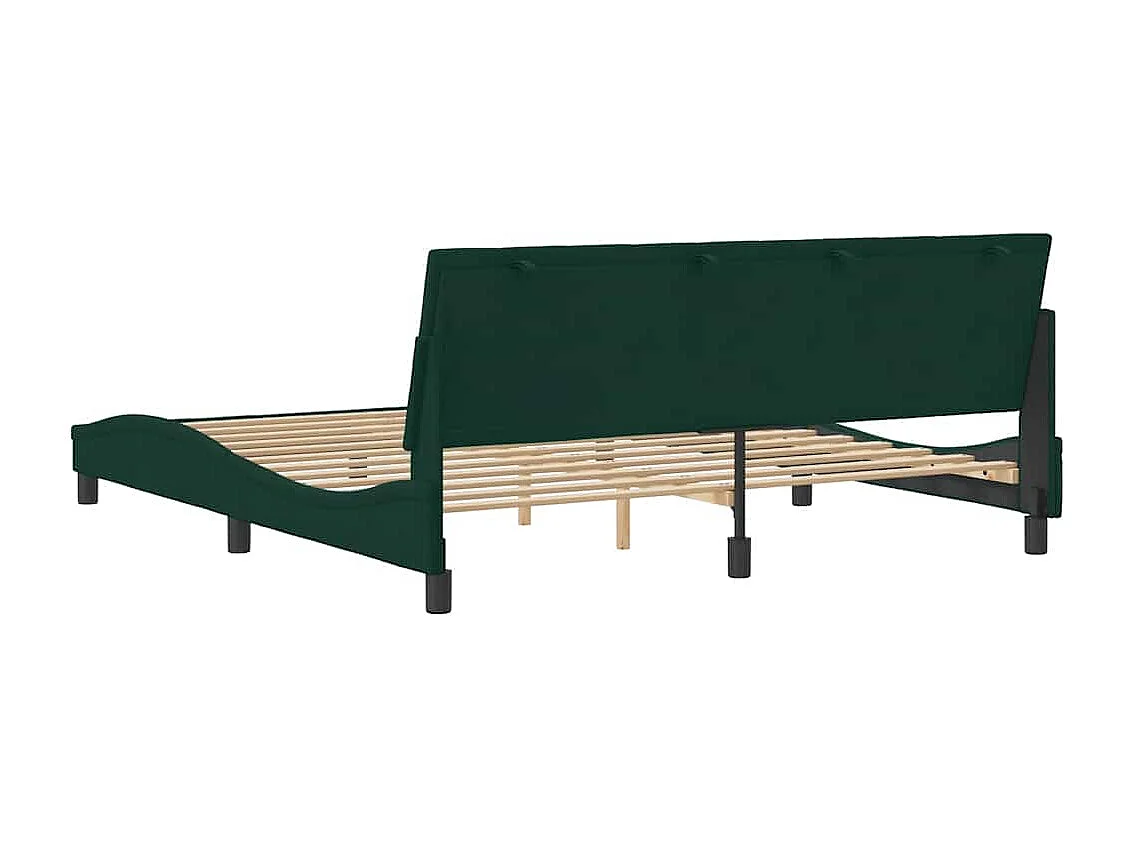Cadre de lit sans matelas Hanko vert foncé 180x200 cm velours