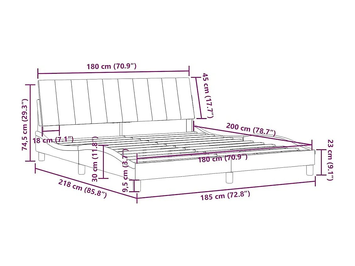 Cadre de lit sans matelas Hanko vert foncé 180x200 cm velours