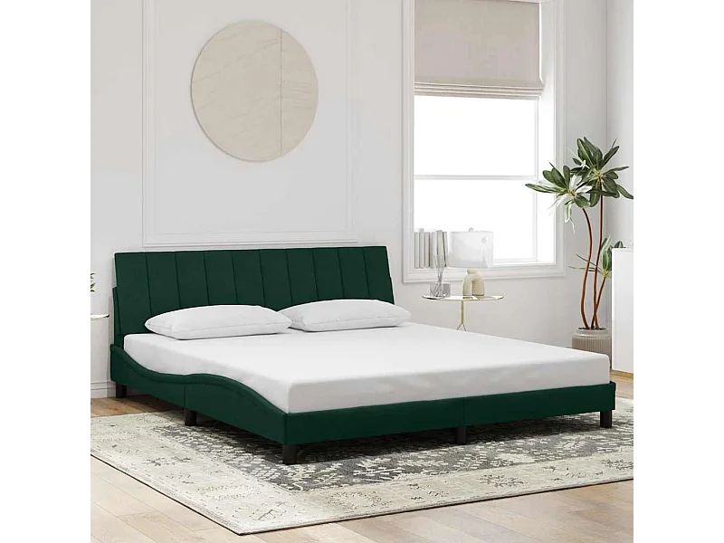 Cadre de lit sans matelas Hanko vert foncé 180x200 cm velours