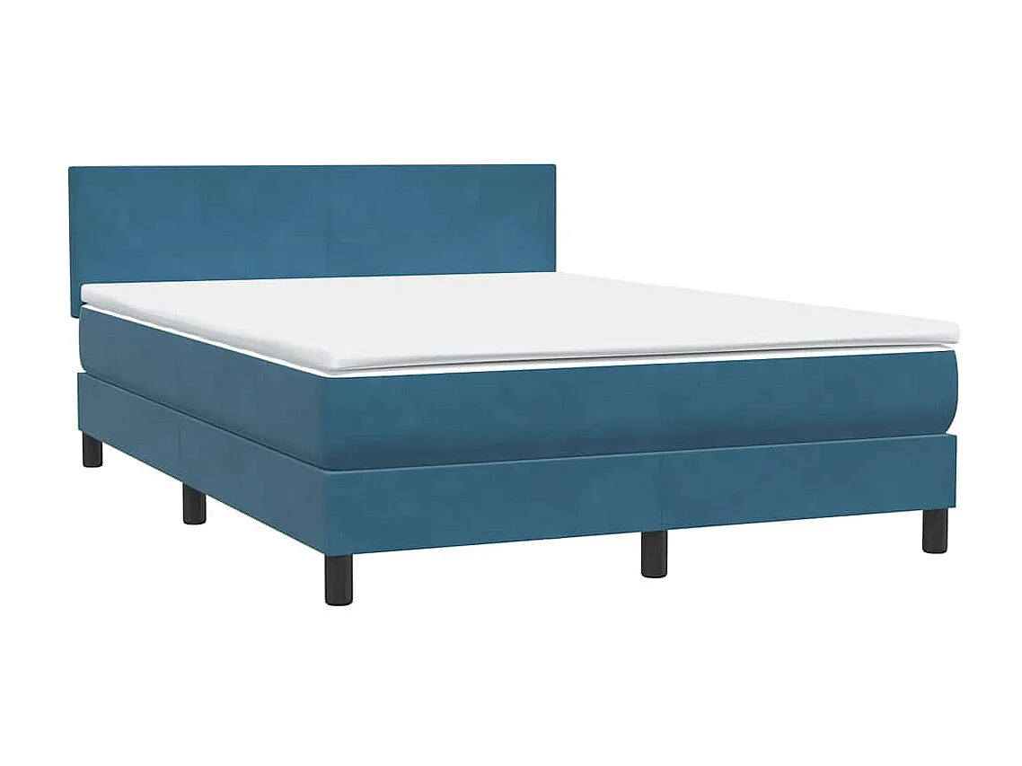 Boxspring met matras fluweel donkerblauw 140x220 cm