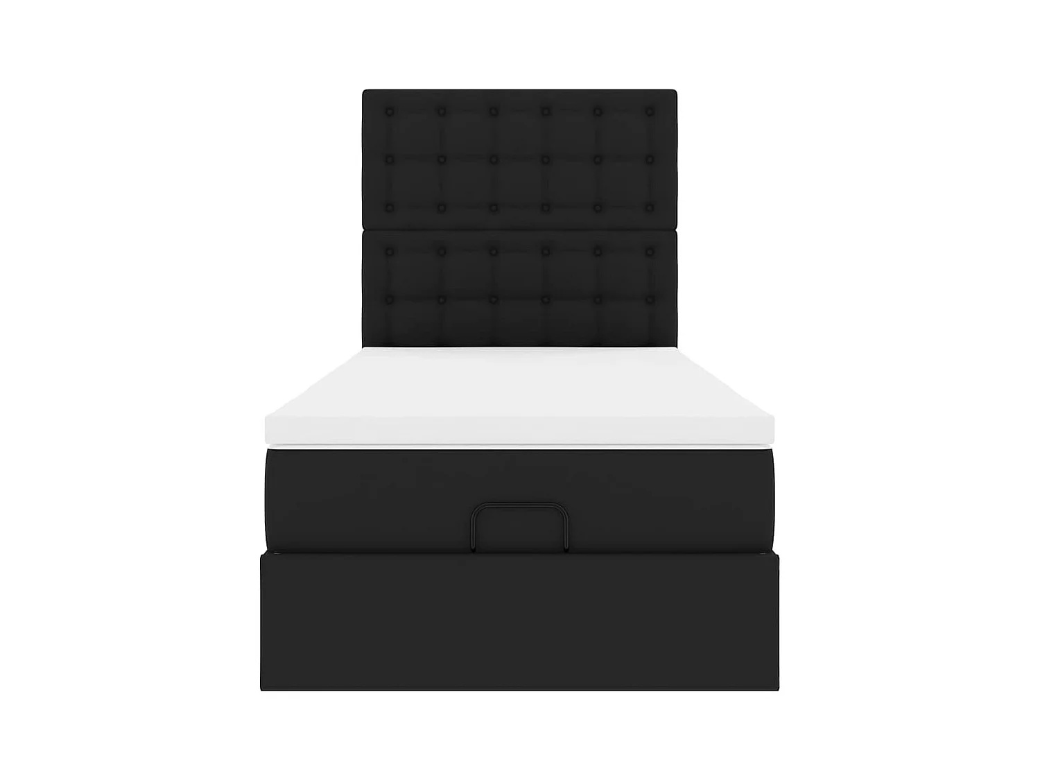 Cadre de lit ottoman avec matelas noir 100x200 cm similicuir