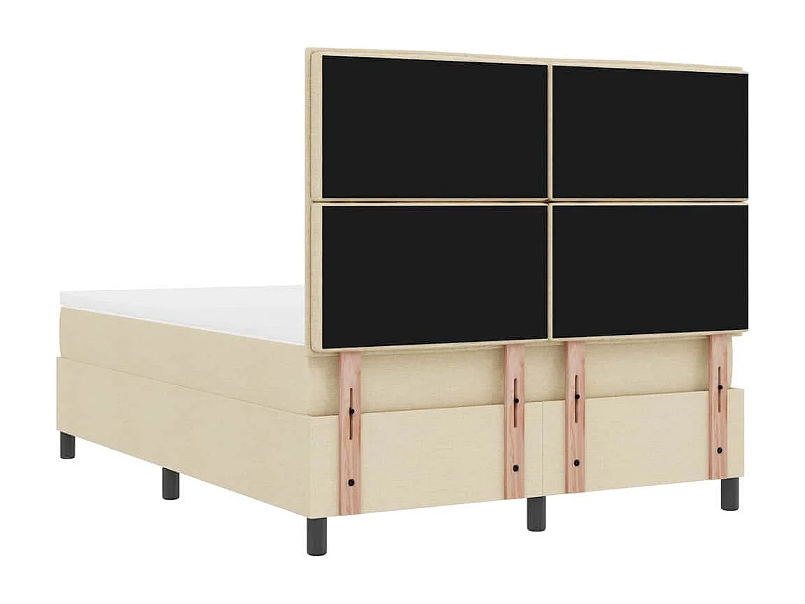 Boxspringbett mit Matratze Creme 140 x 190 cm Stoff