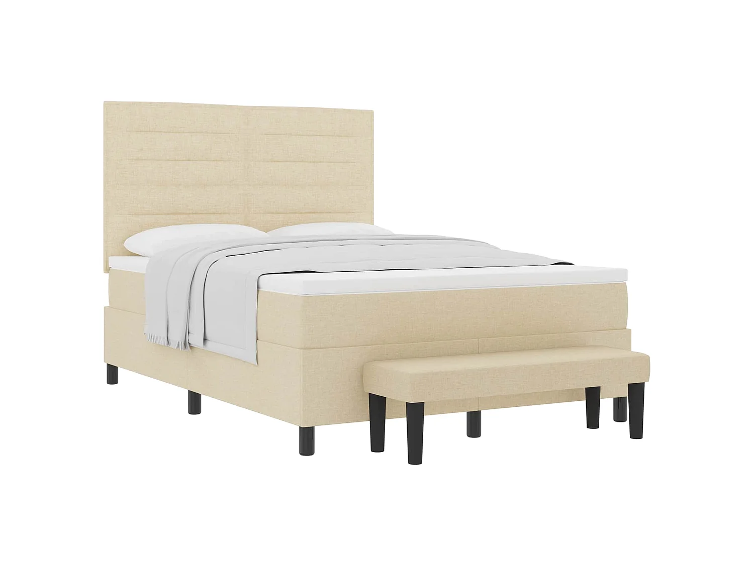 Boxspringbed met hoofdeinde Crème 140 x 190 cm Stof