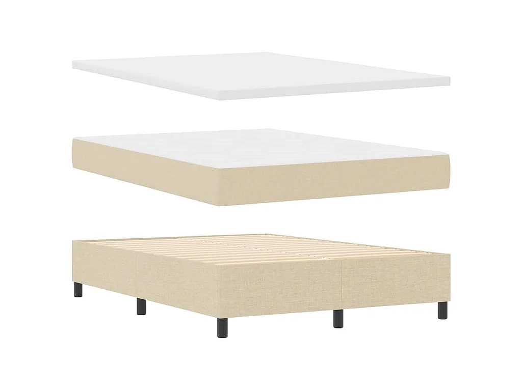 Boxspringbed met hoofdeinde Crème 140 x 190 cm Stof