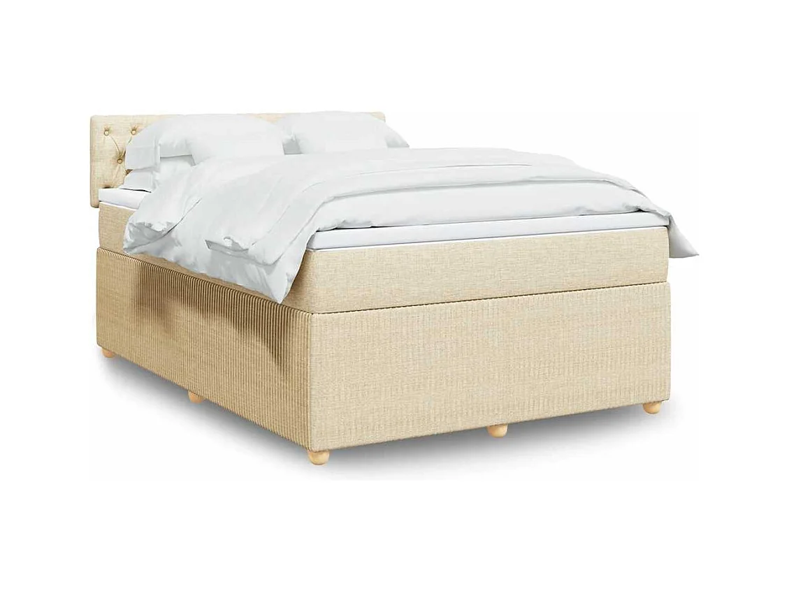 Sommier à lattes de lit avec matelas Crème 140x190 cm Tissu